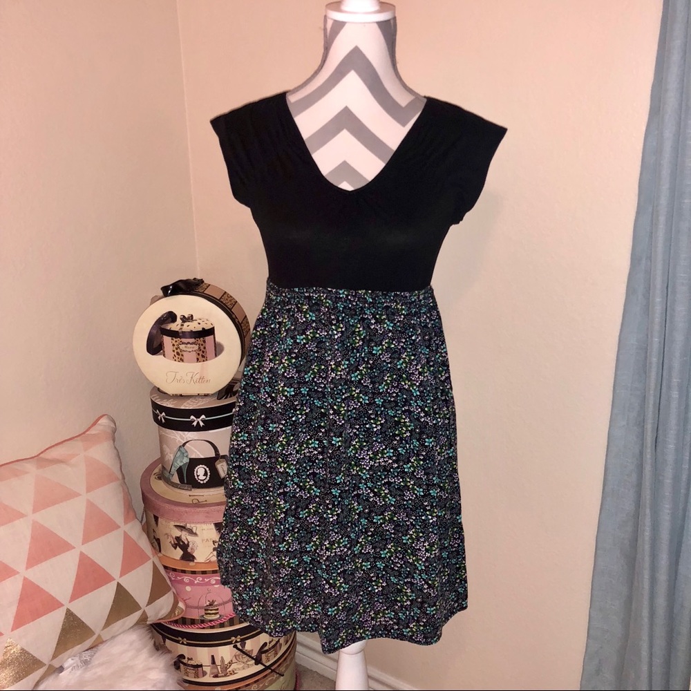 Mossimo Black & Blue Ditsy Floral Sundress Mini Small